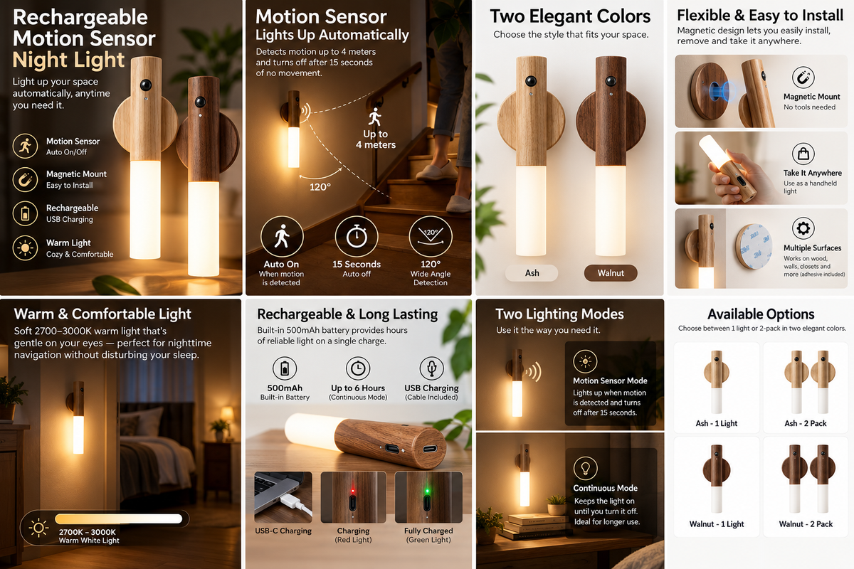 Rivora magnetic rechargeable night light product detail