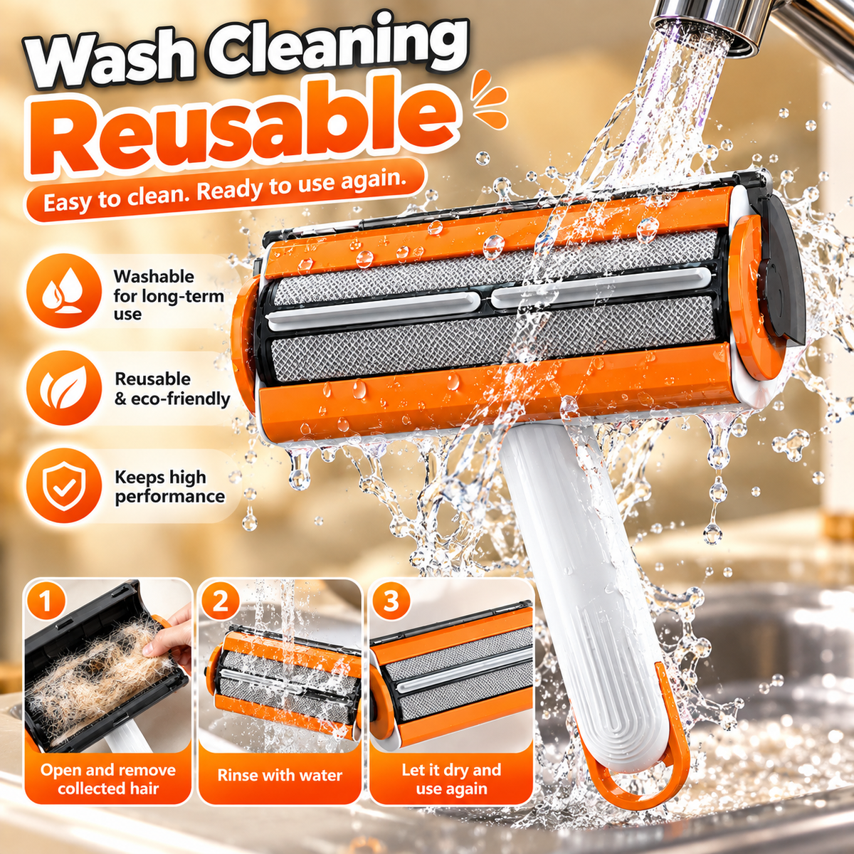 Rivora reusable pet hair remover roller for furniture and fabric