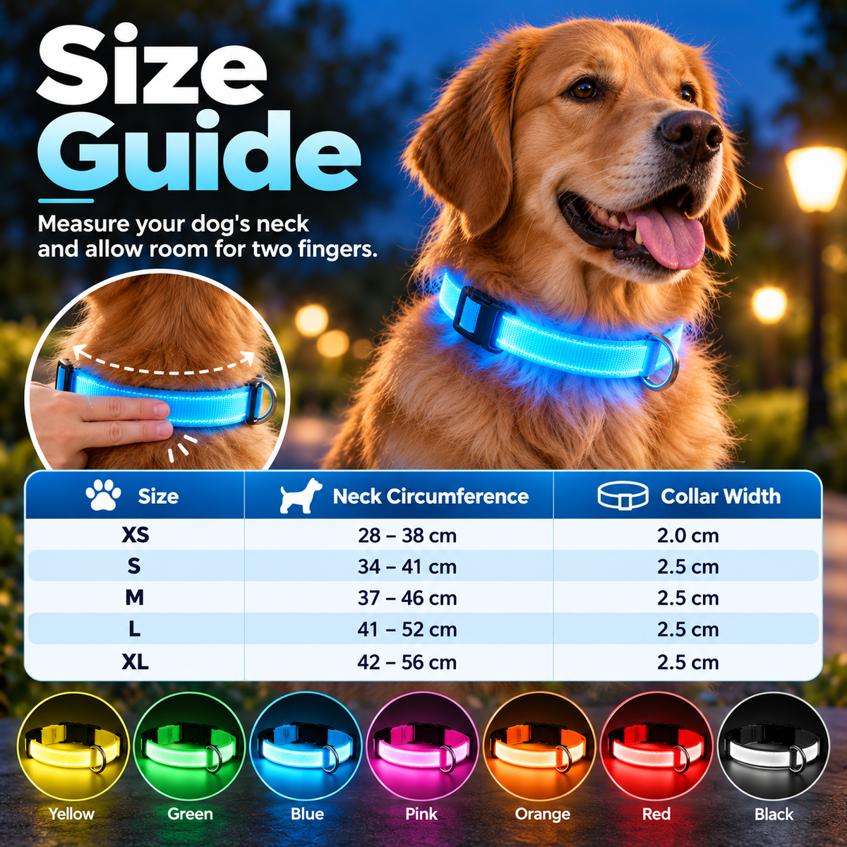 Rechargeable LED Dog Collar – Night Visibility