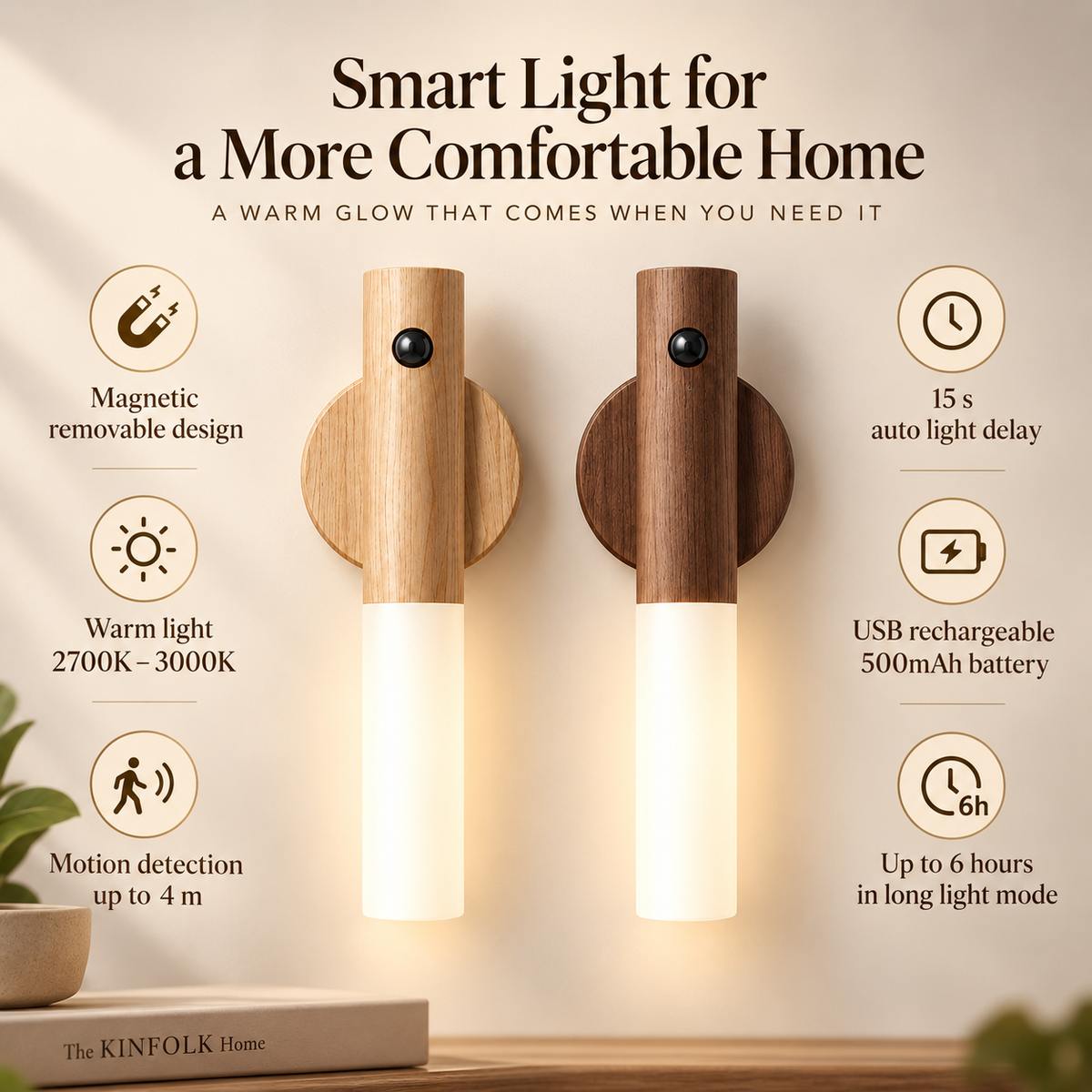 Rivora rechargeable night light magnetic base detail