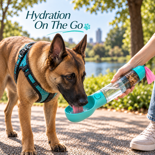 Rivora 3-in-1 portable dog travel water bottle 300ml set