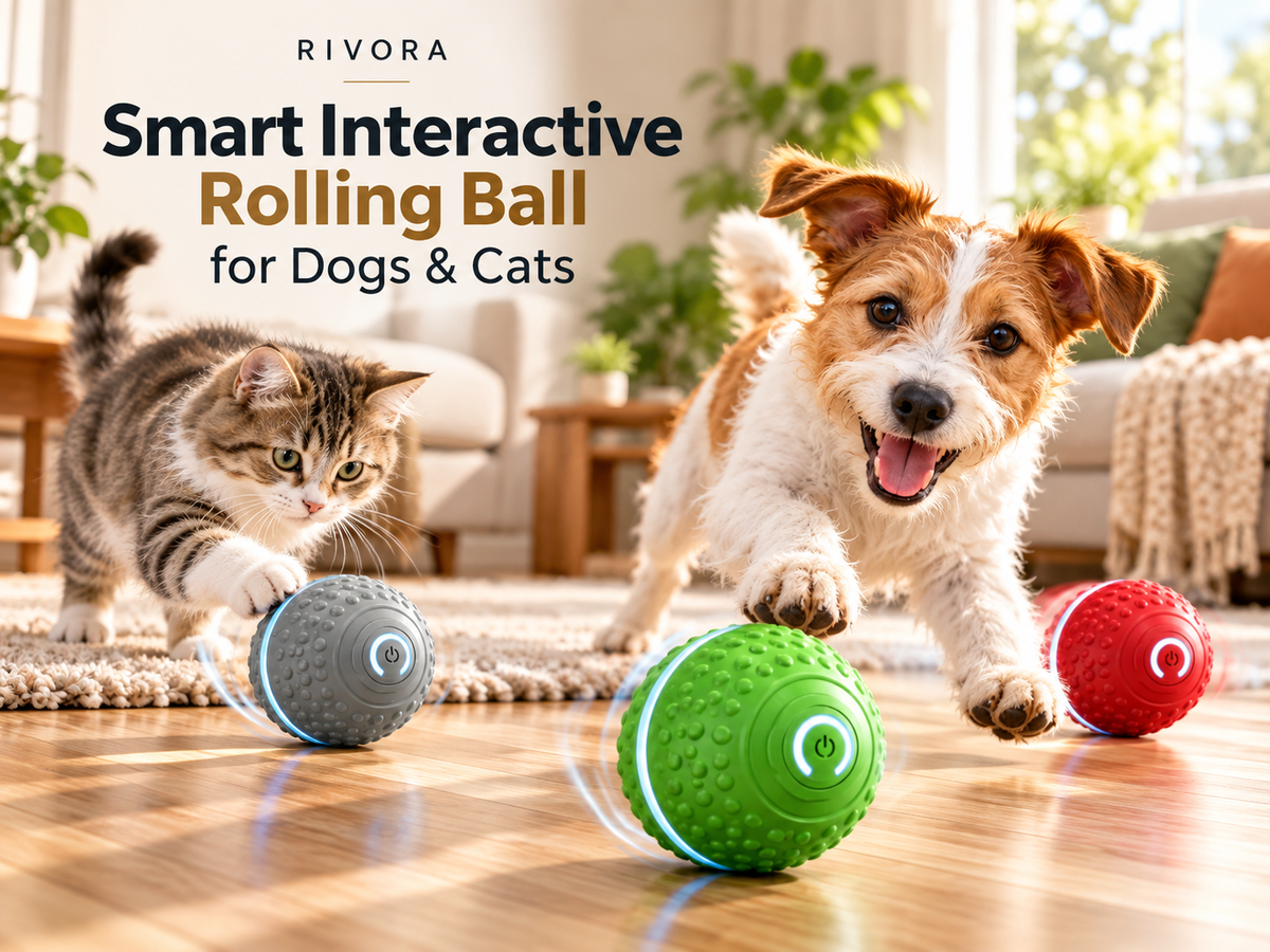 Rivora smart interactive rolling ball for dogs and cats