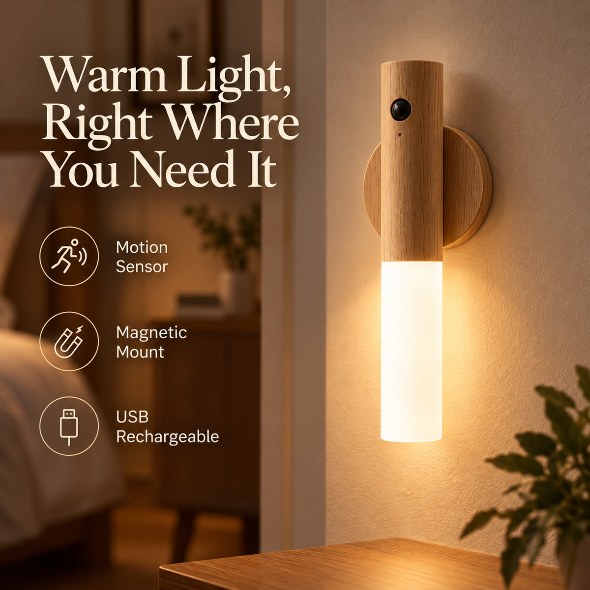 Rivora rechargeable magnetic motion sensor night light